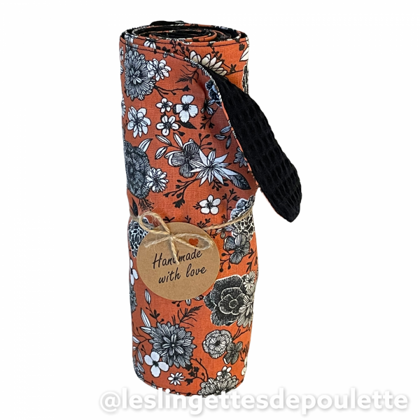 Essuie tout lavable fleuries terracota 
